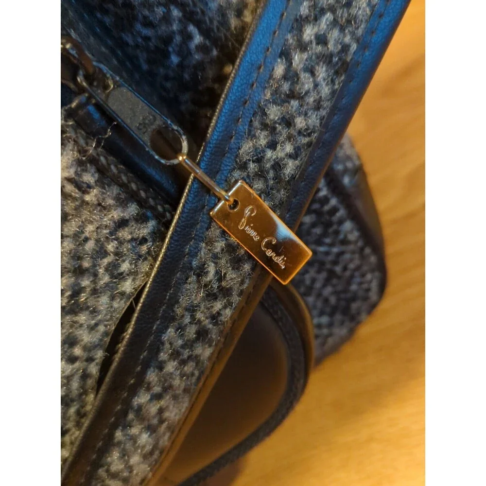 Pierre Cardin Carry On Shoulder Overnight Bag Black Gray Tweed Strap Vintage